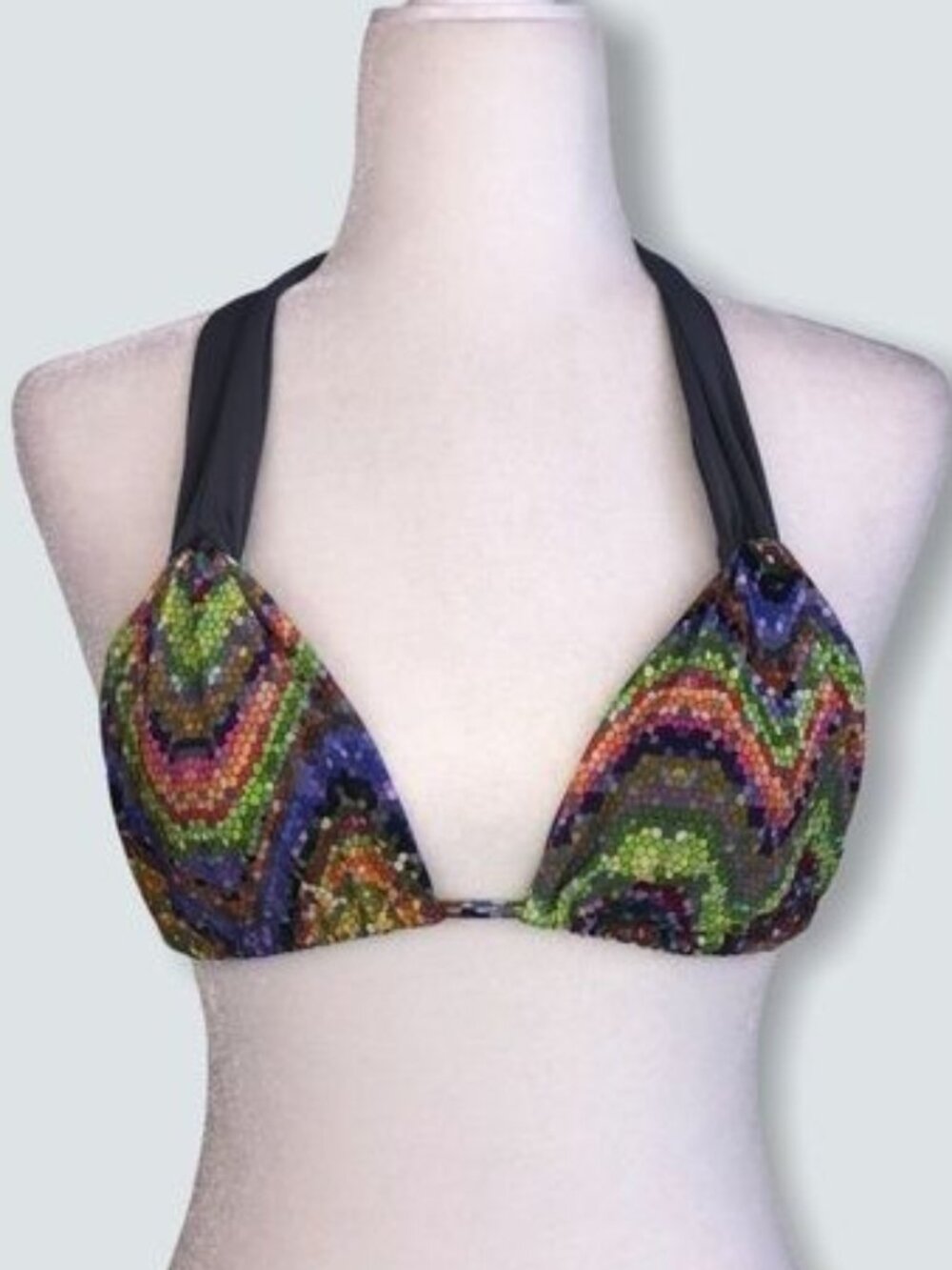 L*Space Gray Multicolor Mosaic Bikini Top - Size M